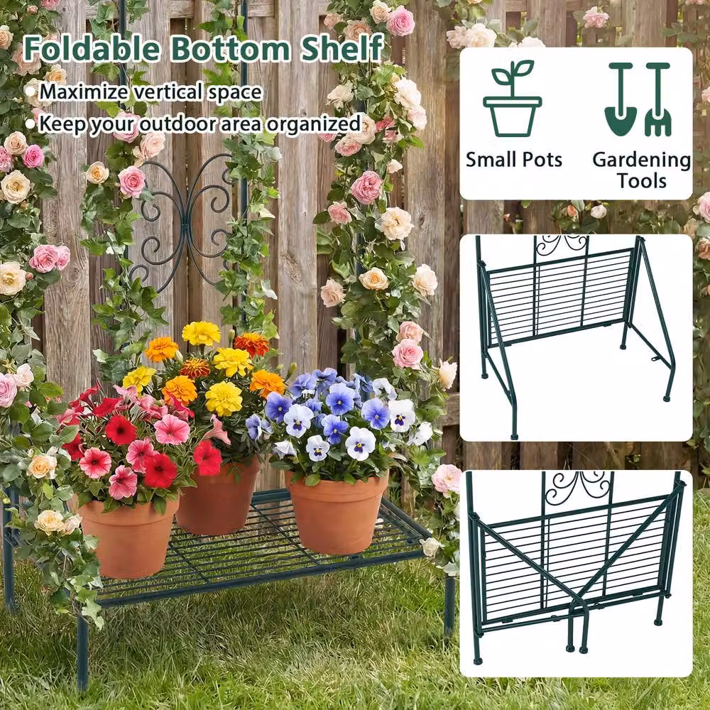 Costway Green Metal Freestanding Garden Trellis for Climbing Plants, Height: 190 cm – 6