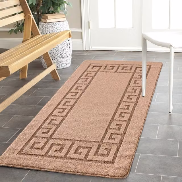 Smart Living Non Slip Plain Gel Back Rectangular Mat, Beige, W: 80 cm, L: 150 cm