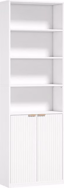 HOMCOM 6-Tier Scandinavian Style White MDF Bookcase with Adjustable Shelves and Anti-Tip Hardware, H: 182 x W: 60 x D: 24 cm