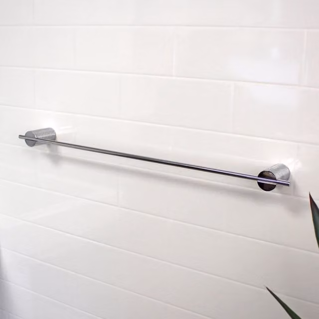 Showerdrape Vitality Wall Mounted Stainless Steel Towel Rail in Metallic Silver, Width: 50 cm