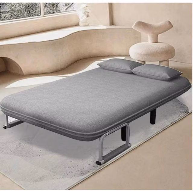 FORGEVIO Grey Fabric Sofa Bed Sleeper with Metal Frame and Foam Mattress, Width: 95 cm