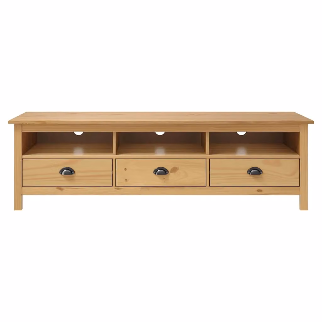 Berkfield Home Hill TV Cabinet in Honey Brown Solid Pine Wood, W: 158 cm, D: 40 cm, H: 47 cm – 2