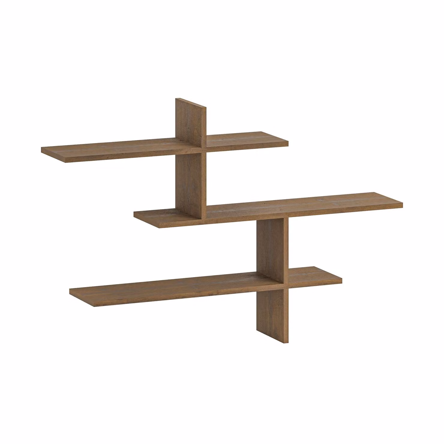 Decortie Leo Modern Three Tier Floating Wall Shelf, Brown, Width: 123 cm – 2