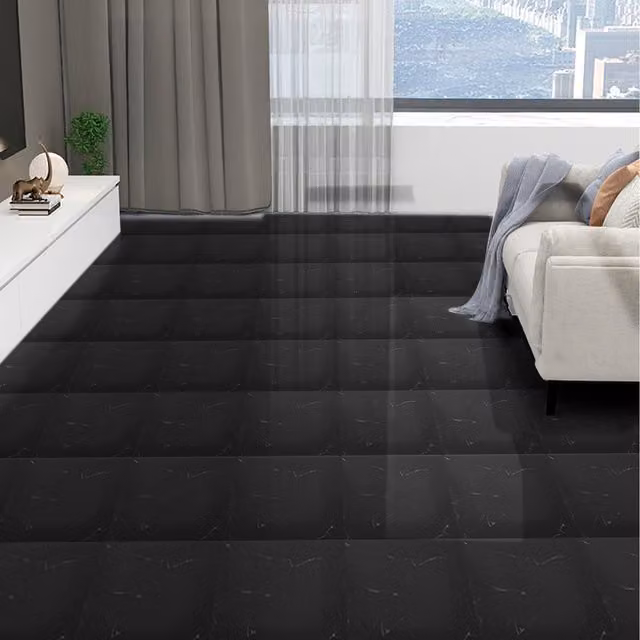 Lifeideas 10-Piece Black Marble Effect Self Adhesive Stone Look Flooring Tiles
