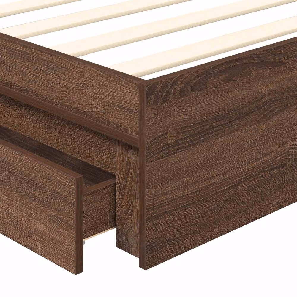 Berkfield Home Modern Storage Bed with Drawers in Brown Oak, W/D/H: 190 x 75 x 75 cm – 5
