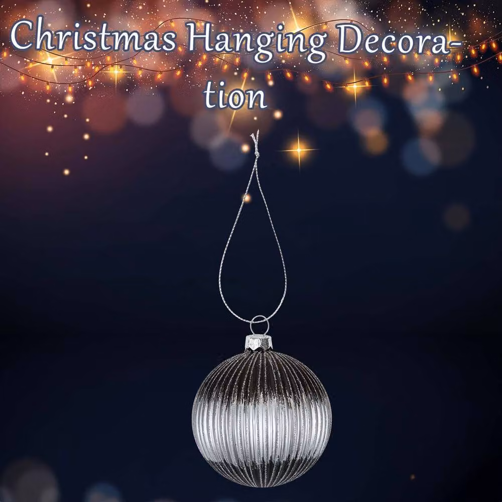 VFM e-Store Silver Glass Hanging Christmas Bauble Decoration – 2