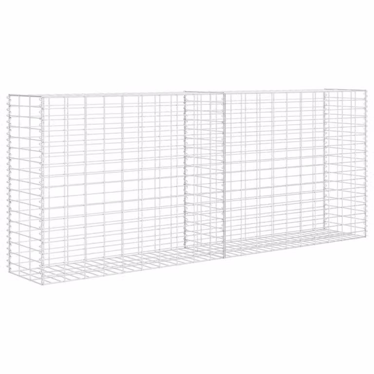Berkfield Home Galvanised Steel Gabion Basket in Silver, W/D/H: 85 x 30 x 200 cm