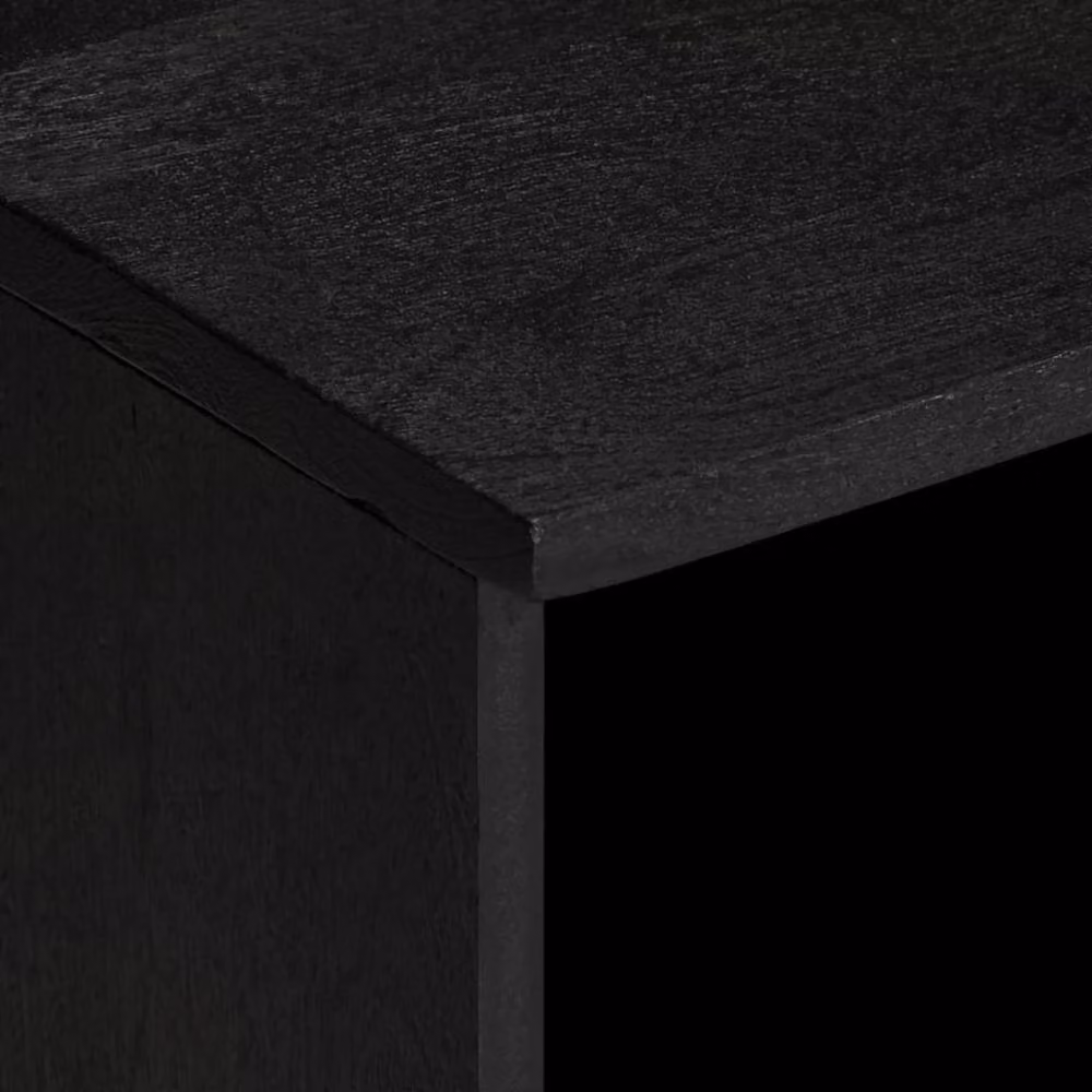 Berkfield Home Modern Black TV Cabinet in Mango Wood and Metal, W/D/H: 100 x 33 x 46 cm – 4
