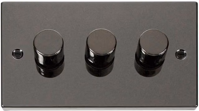 SE Home Black Nickel 3 Gang 2 Way LED 100W Trailing Edge Dimmer Light Switch