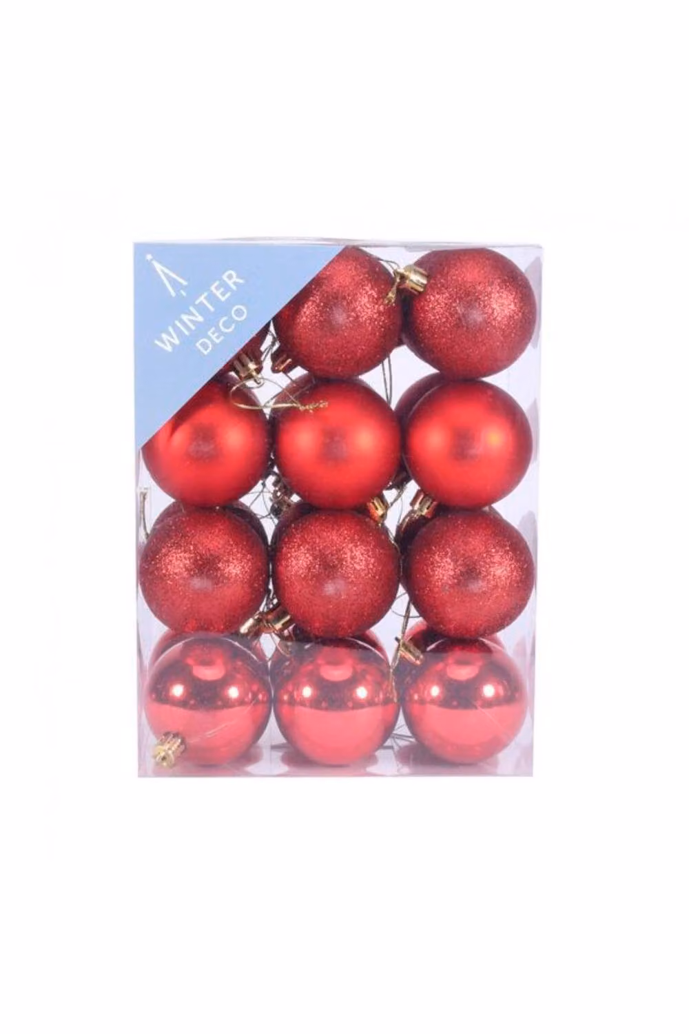KDMD Red Shatterproof Round Christmas Baubles, Pack of 24, Diameter: 6 cm – 2