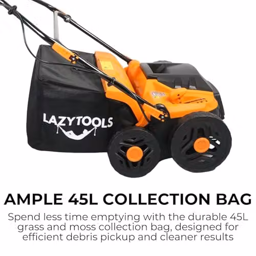 Ark Mat 2 in 1 Electric Lawn Scarifier and Raker, 1800W, 36cm Working Width, 5 Depth Settings, 45L Collection Bag, Orange – 4