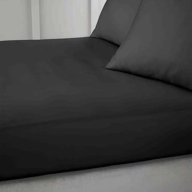 Bianca 400 Thread Count Cotton Sateen Fitted Sheet Black