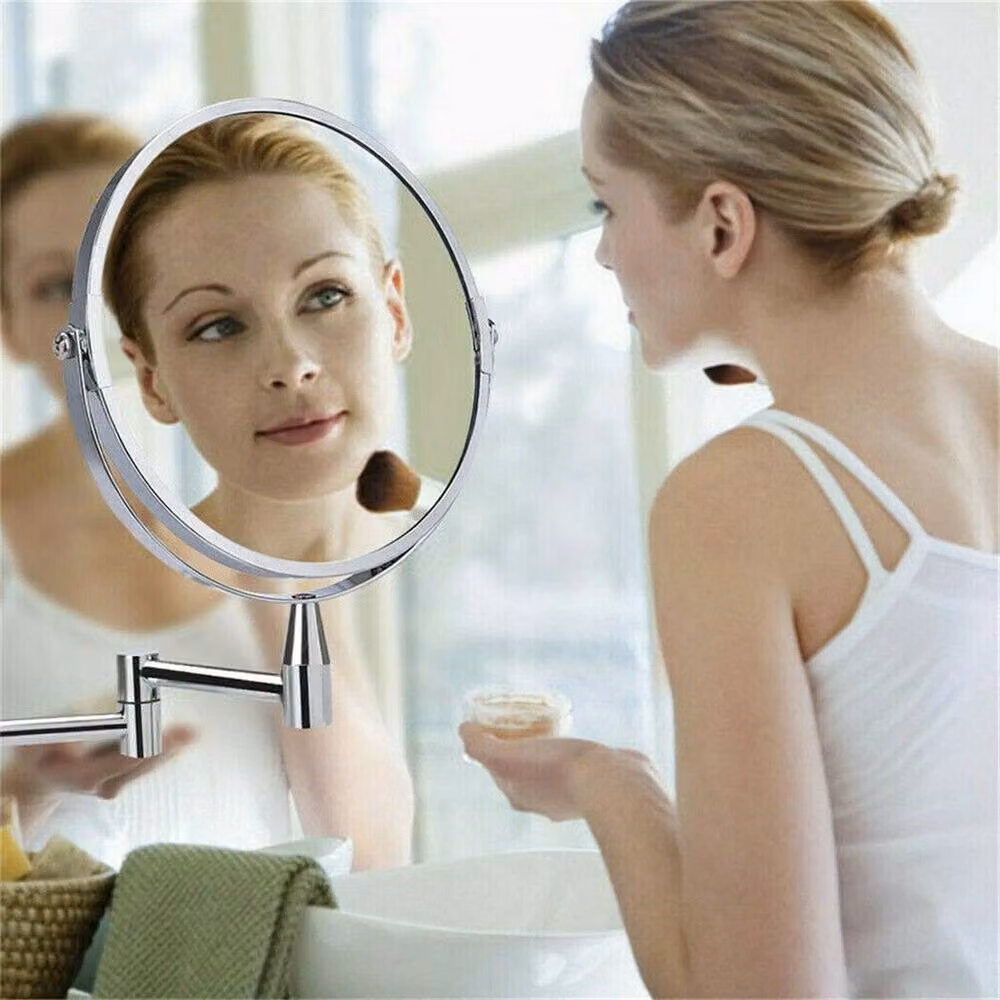 FLAVORA Silver Wall Mounted Round Magnifying Shaving and Makeup Mirror with 10x Magnification, W/D/H: 20.32 x 15 x 100 cm – 3