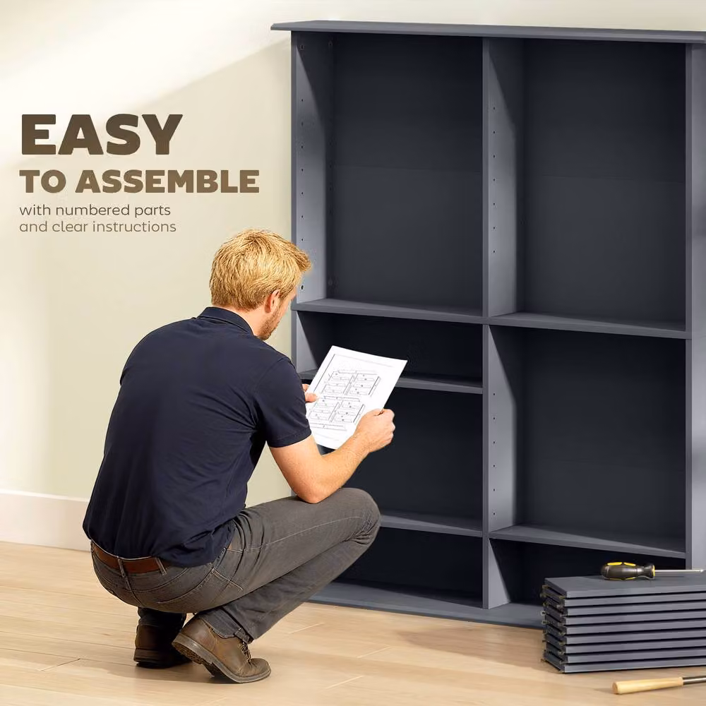 STILVORA Grey CD Storage Tower with 12 Adjustable Shelves – 6