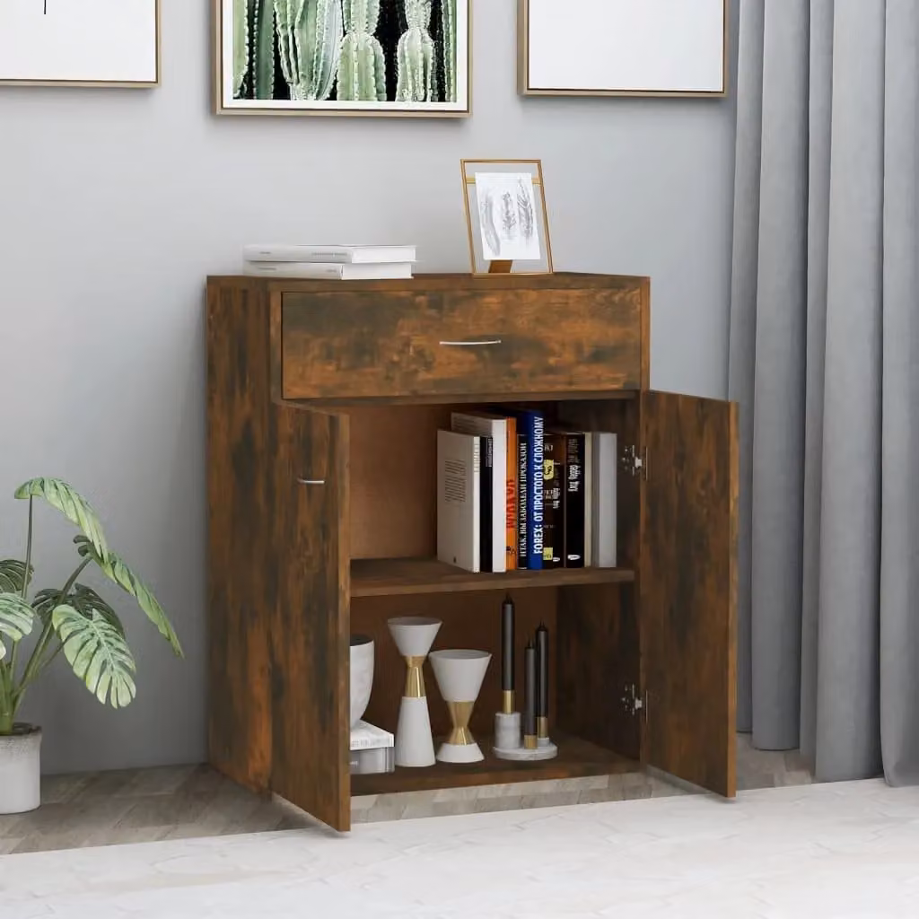 Berkfield Home Smoked Oak Sideboard in Brown, W/D/H: 60 x 30 x 75 cm – 3