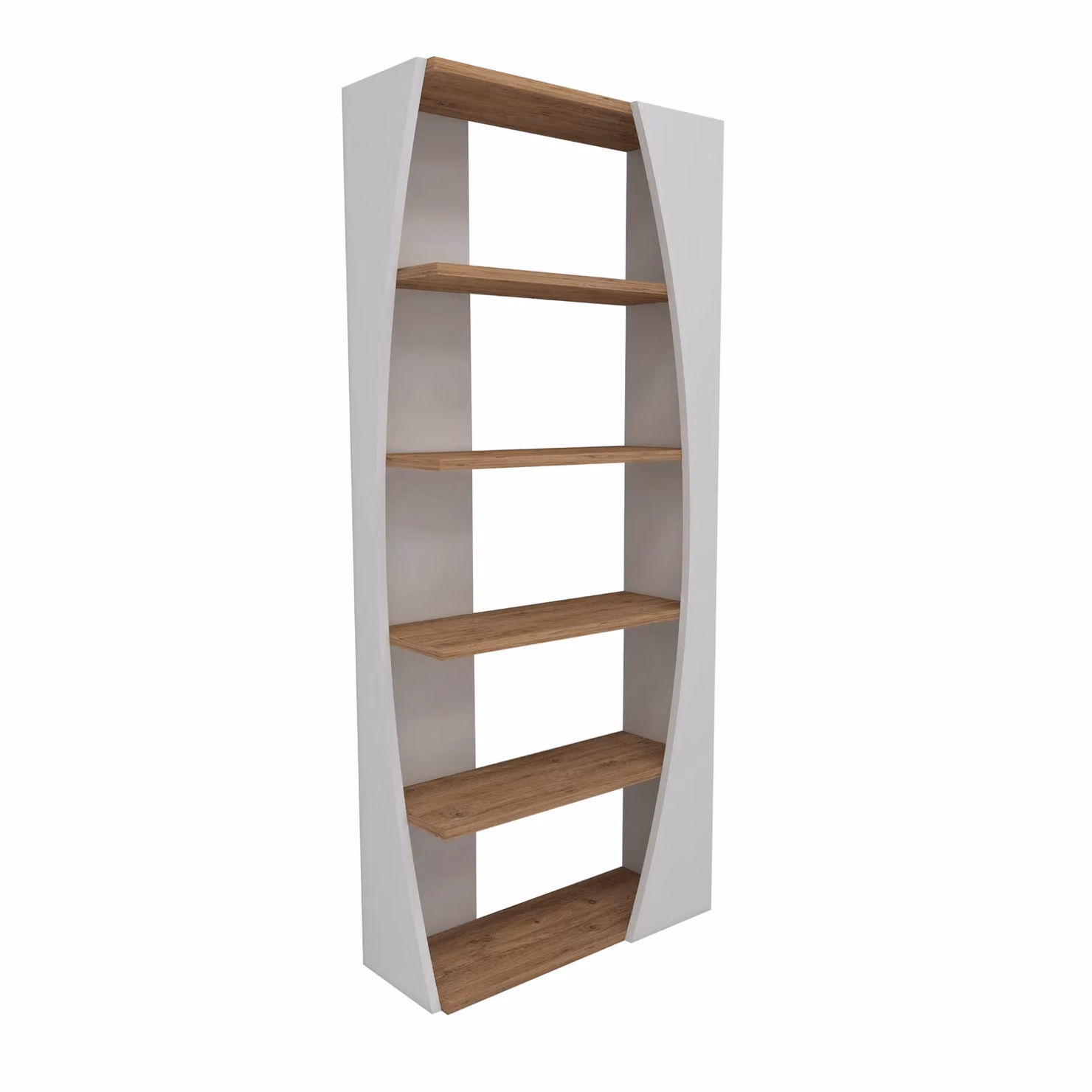 Destina Home Nestor Bookcase with 5 Tier Open Shelves in White and Brown – 3