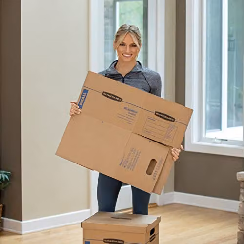 Fellowes Bankers Box SmoothMove Classic 32 Litre Cardboard Storage Boxes, 10 Pack, Brown, W/D/H: 38 x 33 x 26 cm – 4