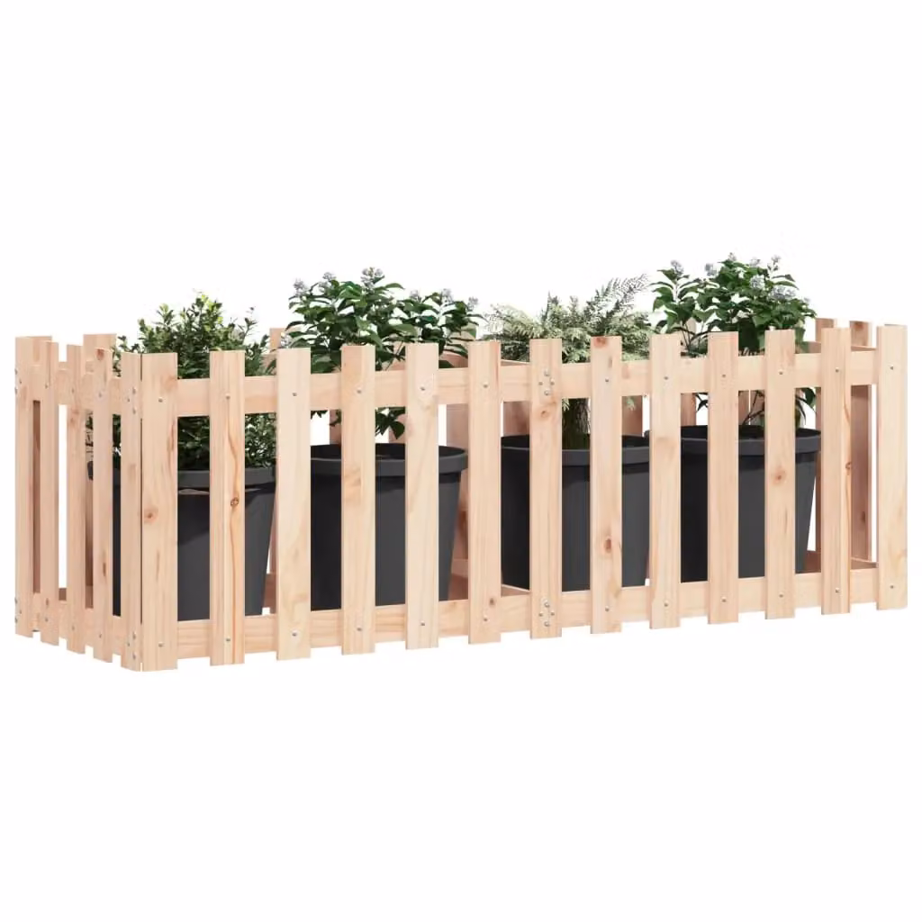Berkfield Home Garden Raised Bed with Fence Design in Brown Solid Wood, W/D/H: 150 x 50 x 50 cm – 2