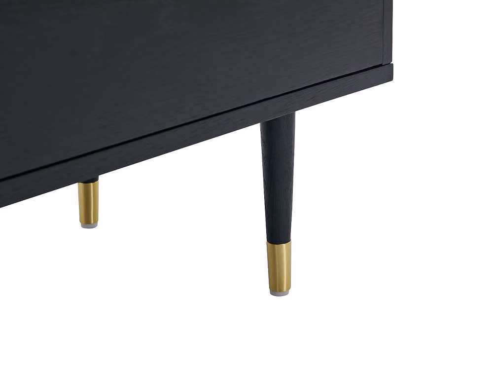 Vente-unique Oak Veneer Sideboard with 2 Doors and 3 Drawers in Black and Gold, W/D/H: 180 x 40 x 79 cm – 4