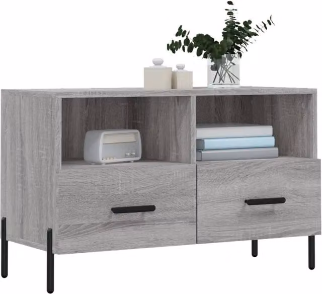 Berkfield Home Grey Sonoma TV Cabinet in Engineered Wood W/D/H: 80 x 36 x 50 cm – 1