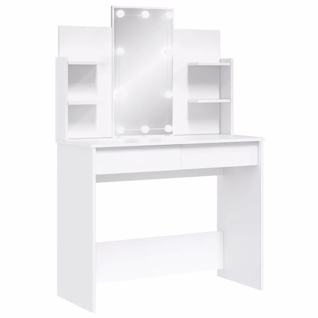 Berkfield Home Dressing Table with Hollywood LED Lights, White, W: 96 cm, D: 40 cm, H: 142 cm – 2