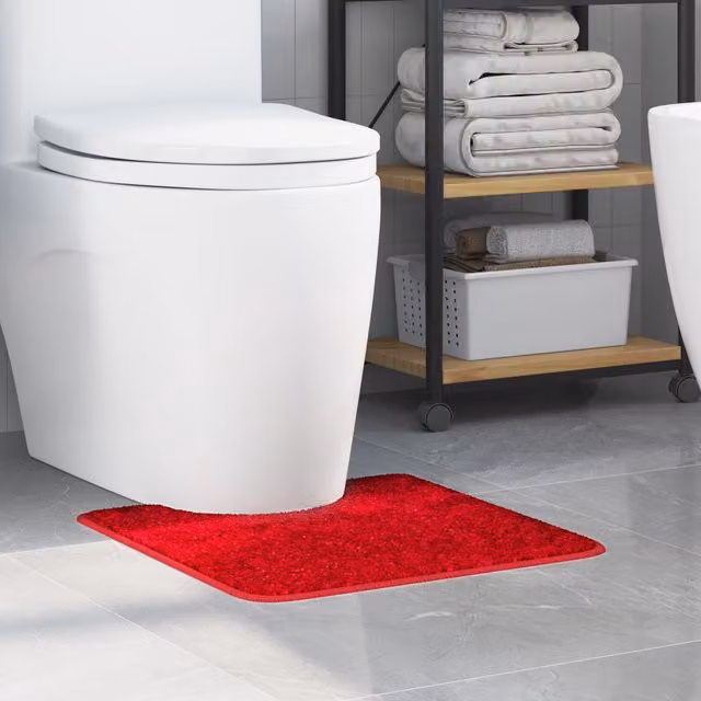 Berkfield Home U-Shaped Non-Slip Red Bath Mat, W/D: 50 x 50 cm