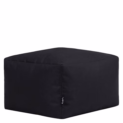 Bean Bag Bazaar Black Cube Bean Bag Footstool with Filling Included, W/D/H: 40 x 40 x 40 cm