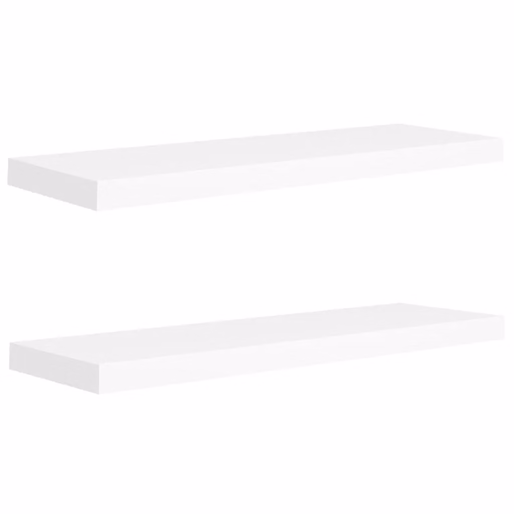 Berkfield Home Floating Wall Shelves, 2 Pack, White MDF, W: 80 cm, D: 23.5 cm, H: 3.8 cm – 2