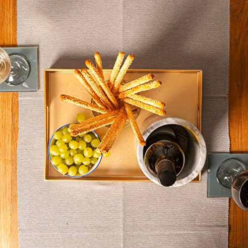 Argon Tableware Gold Rectangular Melamine Serving Tray with Handles W: 34.5 cm, D: 30 cm – 3