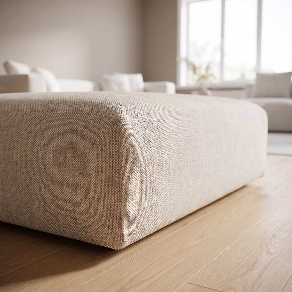 Abakus Direct Tokyo Footstool in Anthracite Grey and Sand Basket Weave Fabric – 2