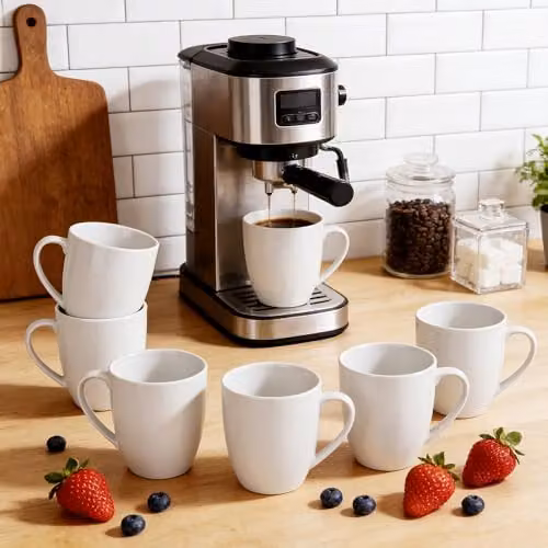 Simpa White Porcelain Classic Mugs, Set of 12 – 6