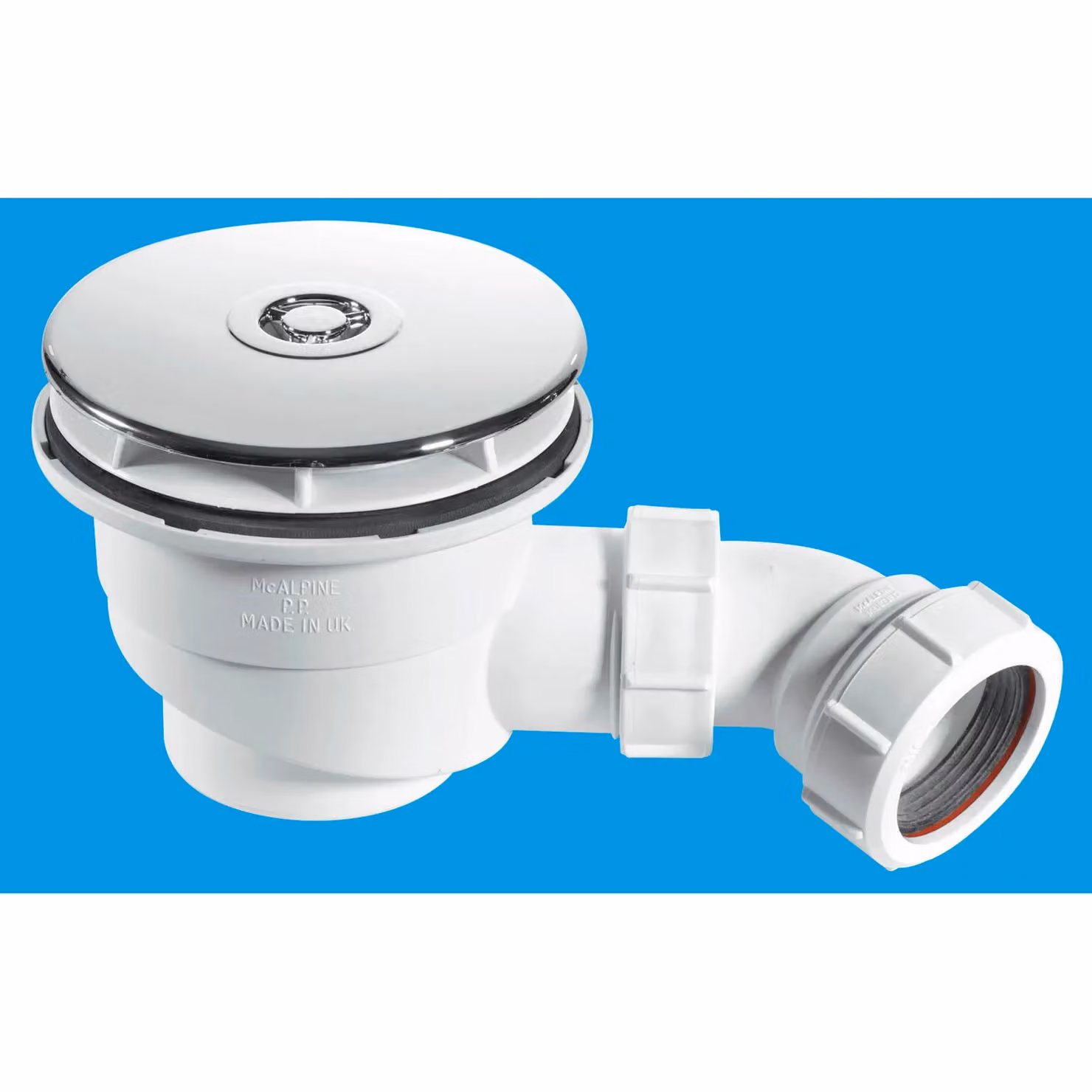 McAlpine Chrome on Plastic Waste Flange and Cover, White, 110mm, W/D: 90 x 50 mm, 1.5 inch – 2
