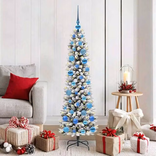 Berkfield Home Artificial Christmas Tree with 150 LEDs in Green, White and Black, Height: 150 cm