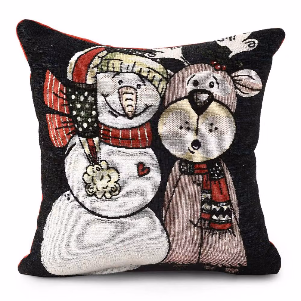 Velosso Christmas Snowman and Reindeer Filled Cushion, Multicolour and White, W/D/H: 43 x 43 x 43 cm – 2