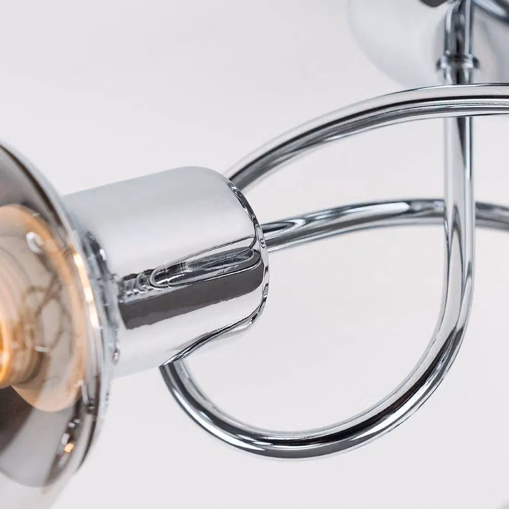 ValueLights Zarah Modern 3 Way Silver Chrome Ceiling Bar Light with Smoked Glass Shades – 2