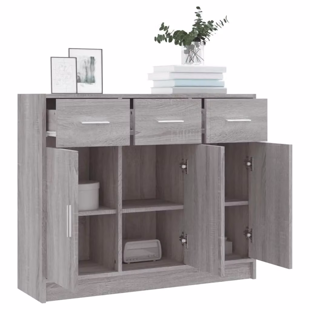 Berkfield Home Sonoma Grey Sideboard in Engineered Wood, W/D/H: 91 x 28 x 75 cm – 2