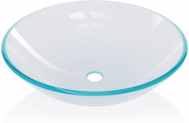 Berkfield Home Round Transparent Tempered Glass Countertop Basin, Diameter: 42 cm