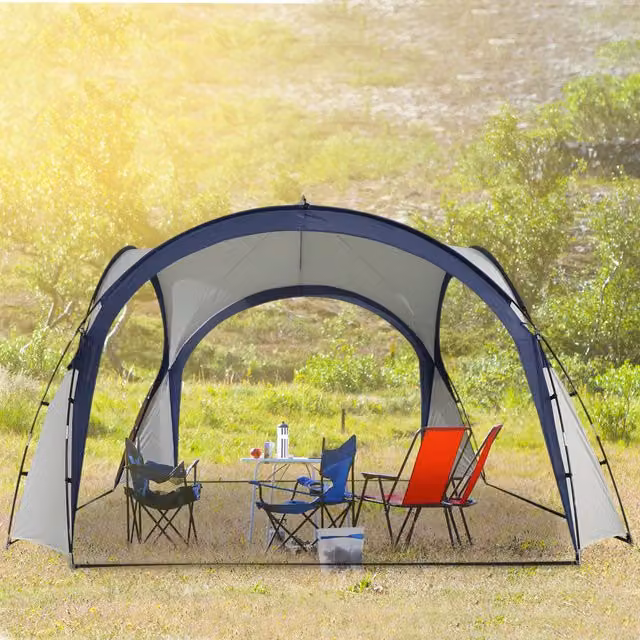 Outsunny Freestanding Outdoor Gazebo Event Dome Shelter in Cream and Blue