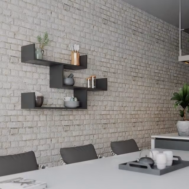 Decortie Tibet Wall-Mounted Modern Bookcase Display Unit in Anthracite Grey, Width: 120 cm