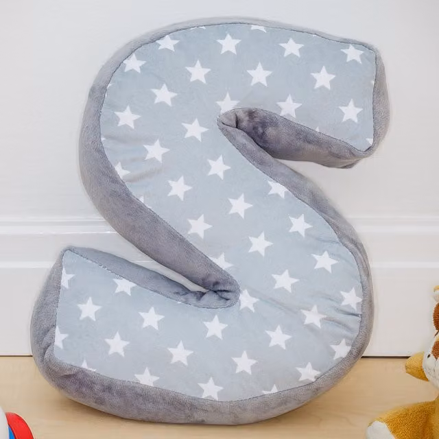 Echo Three Letter Cushion S in Grey and White with Star Pattern