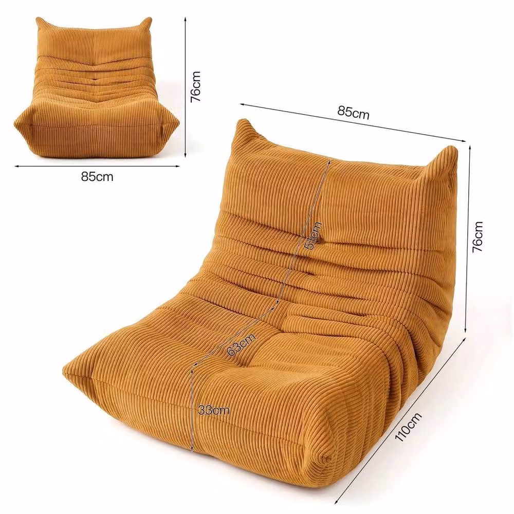 NESTLUNE Yellow Large Bean Bag Chair, Mustard Reading Sofa, W/D/H: 100 x 15 x 15 cm – 2