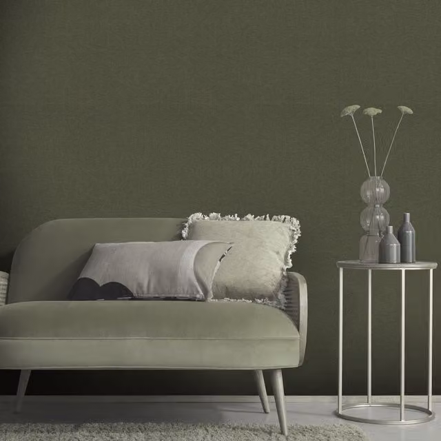 Erismann Linen Serenity Green Textile Style Abstract Vinyl Wallpaper