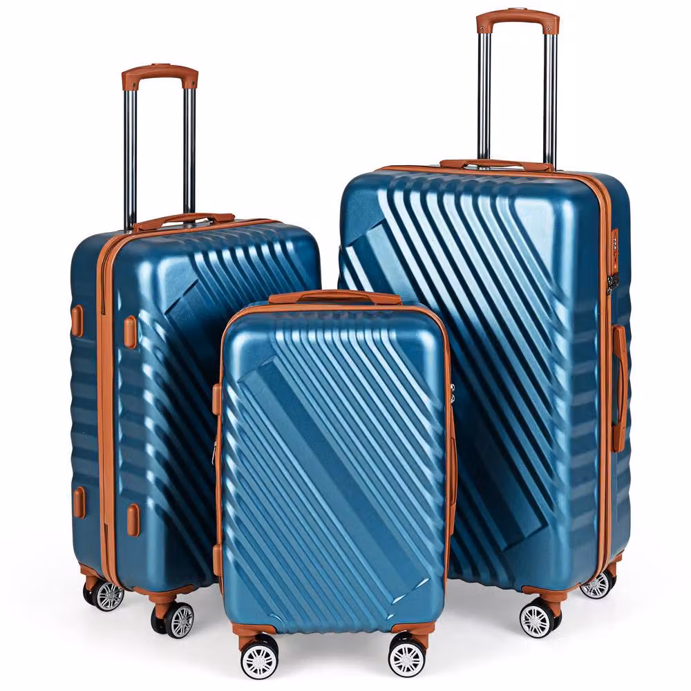 Costway 3-Piece Hard Shell Cabin Travel Suitcase Set with TSA Lock in Teal – 3
