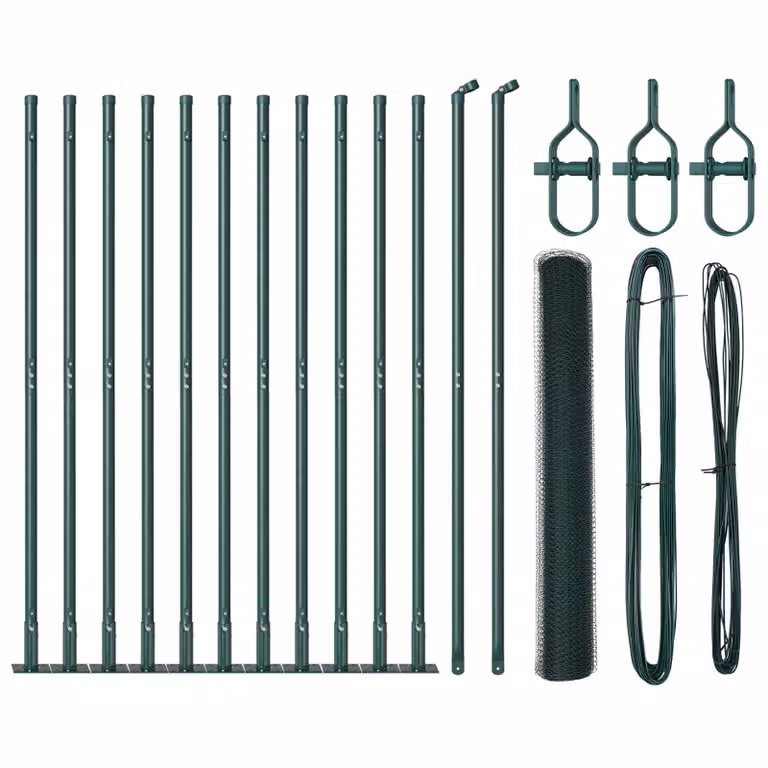 Berkfield Home Set of 2 Forest Green PVC Coated Metal Fencing, W: 1 m, H: 25 cm