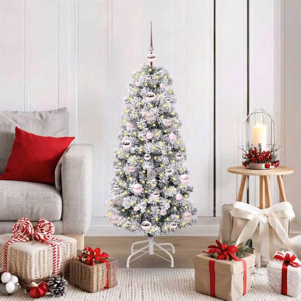 Berkfield Home Realistic Artificial Hinged Tabletop Christmas Tree in Green and White, Height: 120 cm – 2