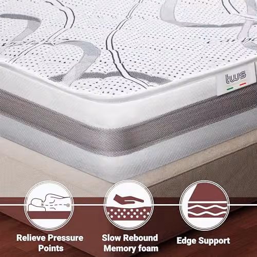 The White Stone Memory Foam Mattress in White, Medium Stiffness, W/D/H: 160 x 190 x 27 cm – 3