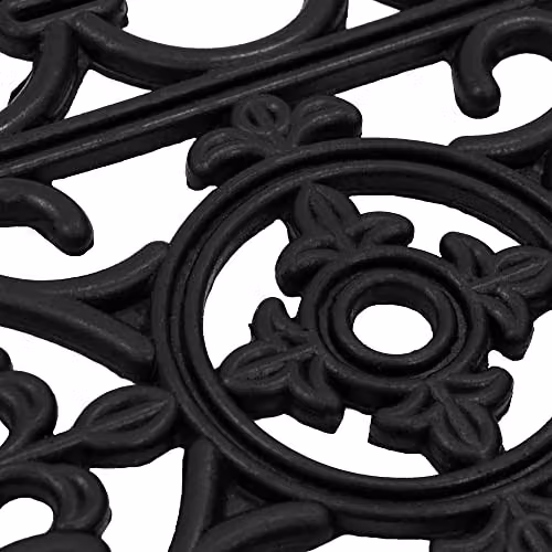 JVL Lexi Wrought Iron Effect Rubber Step Mat, Set of 2, Black, W: 75 cm, D: 25 cm – 8