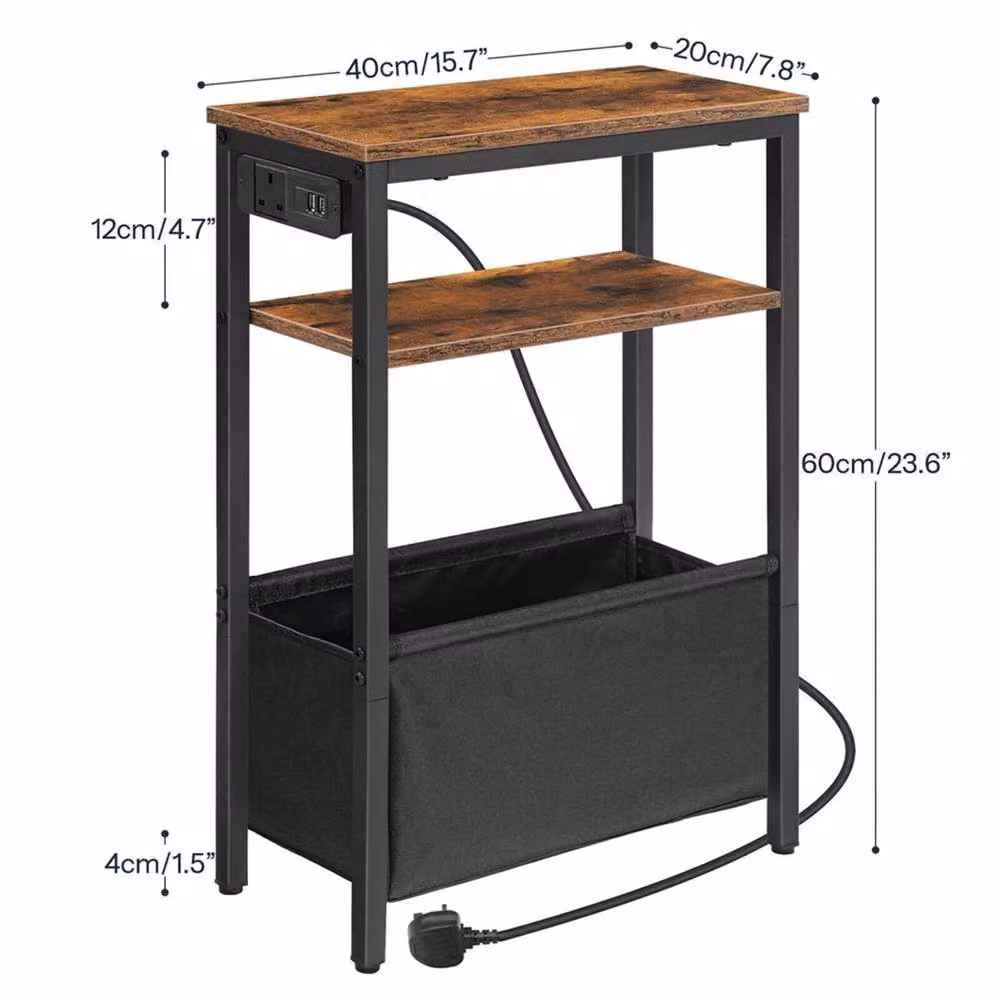 FORGEVIO Brown Industrial Bedside Table, W/D/H: 40 x 20 x 60 cm – 2