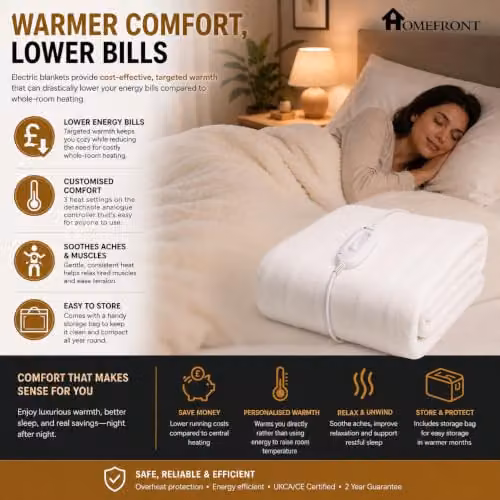Homefront Electric Heated Mattress Cover Single, White, W/D/H: 200 x 107 x 40 cm – 4