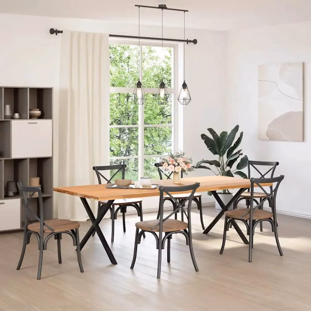 Berkfield Home X-Shaped Dining Table Legs, 2 Piece Black Steel Set, Height: 72-90 cm – 2